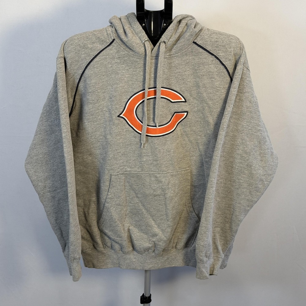 NFL Team Apparel Chicago Bears Hoodie Mens Aprox XL Gray Pullover Hooded Logo